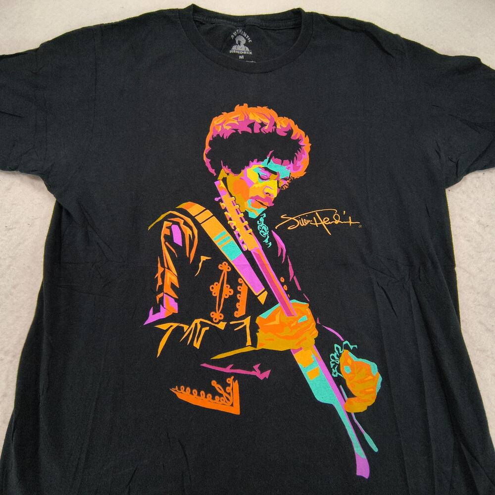 Jimi Hendrix Band Crew Neck Short Sleeve Graphic Shirt Mens Size Medium M Black